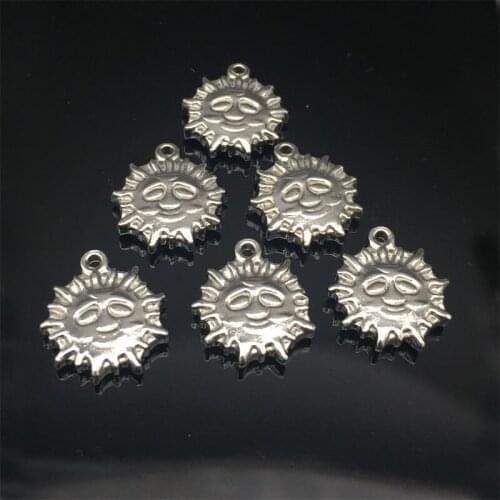 Polishing 316l Stainless Steel Cartoon Smile Sun Floating Dangles Pendants Charms For DIY Bracelets Necklace Jewelry