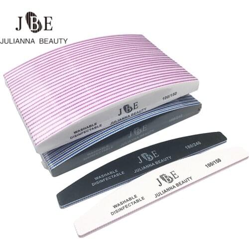 50Pcs Professional Nail File 100/150/180/240 Sanding Buffer Block Washable Double-Side Manicure Tool Nail Files Set White/Black