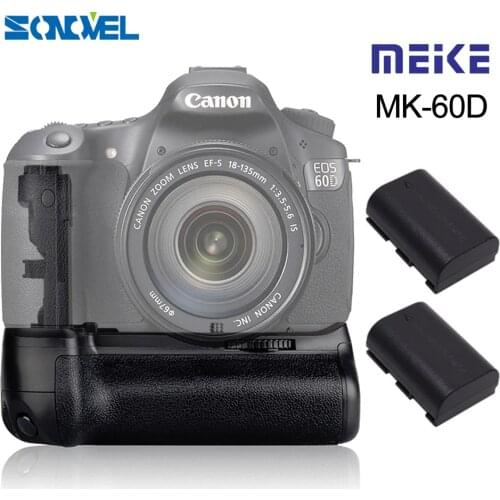 Meike MK-60D Professional Vertical Battery Grip Holder with 2pcs LP-E6 Batteries for Canon EOS 60D Camera Replace as BG-E9