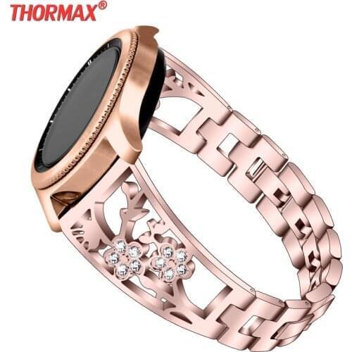 Women Diamond Band for Samsung Galaxy Watch 46mm 42mm Gear S3 S2 Stainless Steel Strap For Huawei Watch GT Flower Band Bracelet