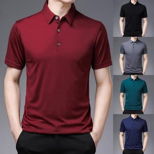 New Man Polo Shirt Mens Casual Men Shirt Solid Color Short Sleeve Summer Lapel Buttons Top for Dating High Quantity Polo Men