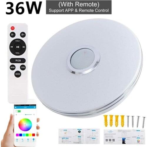 34cm Double Silver Wire Colorful APP 36w+wireless Music+Infrared Remote Control Adjustable Brightness Ceiling Lamp