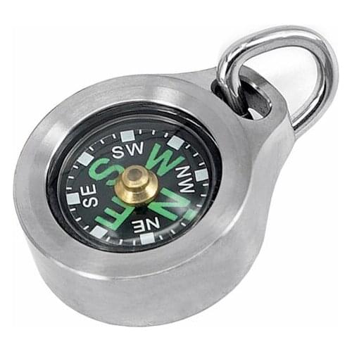 Titanium Alloy/Copper Luminous Waterproof Compass Pendant Outdoor Mini Compass Keychain Necklace With Stainless Steel Bead Chain