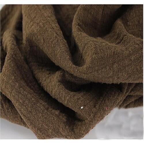 Soft Linen Cotton material coffee crincle wrinkle tissue scarves dress double layer linen cotton crepe fabric By meter