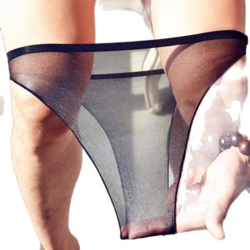 Man Undershorts Mercerizing Ventilation Appeal Briefs One Piece Seamless Ultra Thin Transparent Glossy Seamless Silk Underpants