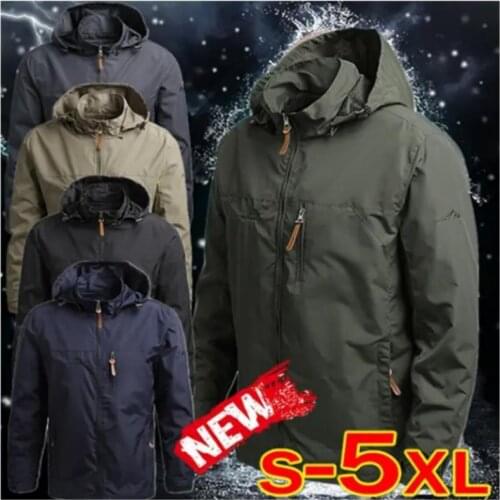 Mens Windbreaker 5XL Spring Autumn Fashion Outdoor Hiking Outwears Hooded Waterproof Softshell Tactics Military Jackets Men