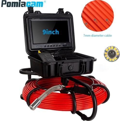 WP9600FD Sewer Camera 100ft Snake Cam with DVR Video Pipe Inspection Equipment 9 inch LCD Monitor 7mm Red bold cable 23mm cable