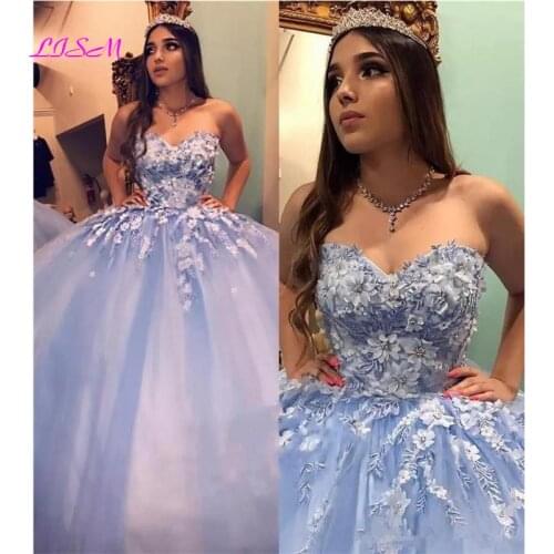 Vintage Sweet Ball Gown Quinceanera Dresses Lace 3D Floral Cinderella Beaded Arabic Vestidos De 15 Anos Long Party Dress