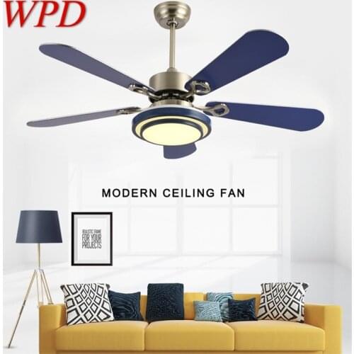 WPD Modern Ceiling Fan With Lights Remote Control LED 3 Colors Home Decorative for Dining Room Bedroom Restaurant