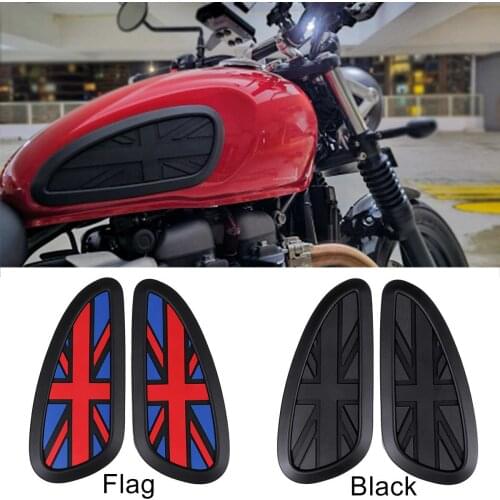 2PCS 3D Retro Motorcycle Cafe Racer Gas Fuel Tank Rubber Sticker Protector Side Tank Knee Grip Pad Grip Decal