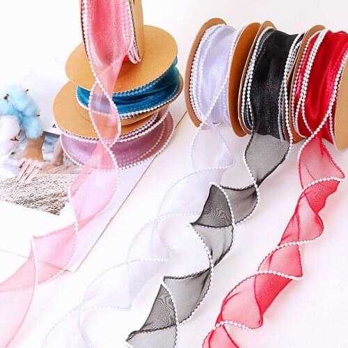 1 '25mm pearl fishtail tulle ribbon 10 yards DIY handmade material headdress hair bow clothing accessories home