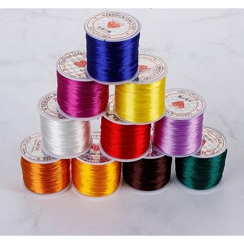 1mm 50m/Roll Wire Long Rosary Beads Elastic Line Beaded Core-Spun Elastic Thread Line DIY Tools Beading Cord