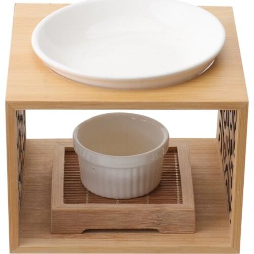 1Pc Wood Hollow Fragrance Lamp Oil Furnace Aroma Burner Candle Holder (Khaki)