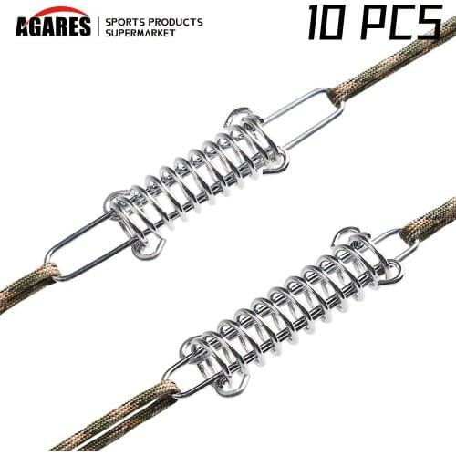 10Pcs Stainless Steel Wind Rope Buckle Spring Hook Buckle High Strength Steel Rope Buckle for Camping Tent Hook Buckle Accessory