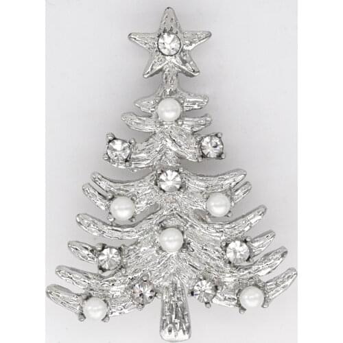 12pcs/lot Wholesale Rhinestone Pin brooches Christmas tree brooch C101241