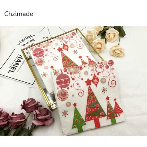 20Pcs Christmas Tree Printed Napkin Paper For Wedding Birthday Party Hotel Decorative Party Accessories
