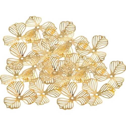 20pcs Metal Flower Shape Slices DIY Charms Pendant Hairpin Headdress Step Shake Necklace Making Accessories Golden