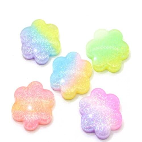 22MM Resin Flatback Flower Cabochons Rainbow Daisy Flower Glitter Cabochons Flat Back Resin Flower Cabochons