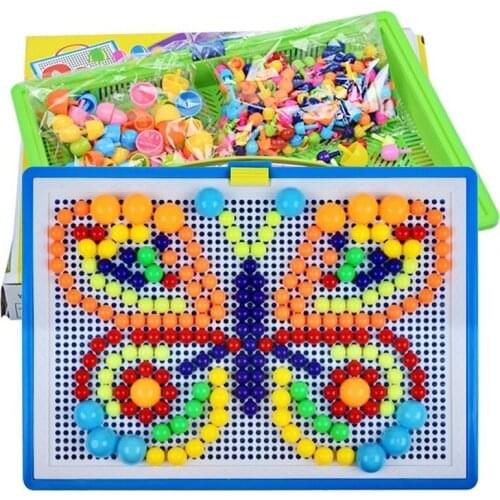 296 Pieces/Set Mushroom Nail DIY Handmade Toys Childrens Educational Toys Intelligent 3D Puzzle Game Jigsaw Board Gifts