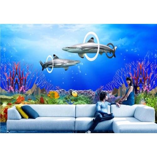 Custom photo 3d room wallpaper Coral reef sharks home improvement decoration painting 3d wall murals wallpaper for walls 3 d
