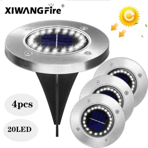 8/10/12/16/20LED Solar Ground Lights 4 Pack Solar Garden Lights Waterproof Light Underground Sensing Landscape Lights for Lawn