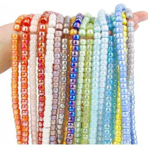 8x6mm AB Color Glass Crystal Beads Loose Spacer Cube Beads For Jewelry Making DIY Bracelet Necklace Fashion Beads Supplier