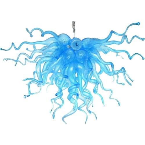 Free Shipping Hallway Decoration Hand Blown Art Glass Chandelier Blue