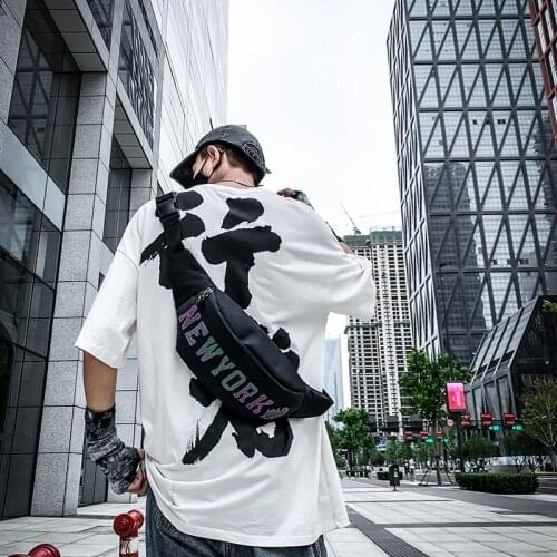 Mens tide brand small chest bag reflective letter printing cool trend hip-hop hip-hop bag female sports waist bag