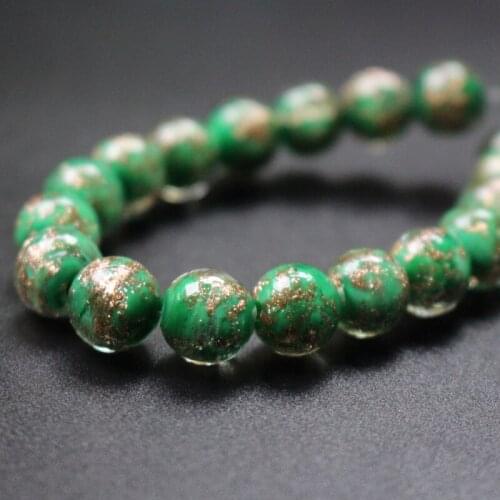 10pcs/lot 10mm Lampwork Glass Beads Glass Boutique beads Green Color With Shinning Sand for earring necklace making