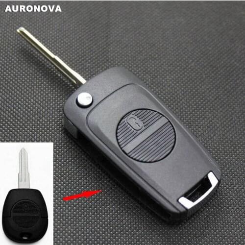 AURONOVA New Upgrade Flip Folding Key Shell for Nissan 2 Buttons Modified Car Key Shell Case With A32 Blade