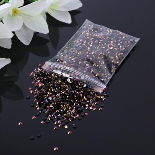 5000pcs Black Gradient Flat Back Gems Round Crystal Rhinestones for DIY Nail Art N58C
