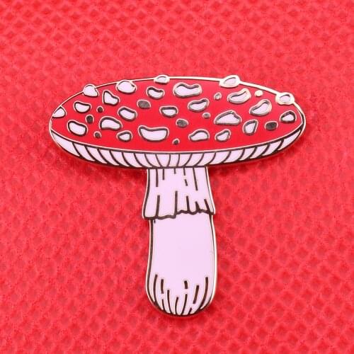 Red mushroom enamel pin Amanita muscaria brooch toadstool nurture badge mycology jewelry woodland forest natural values gift