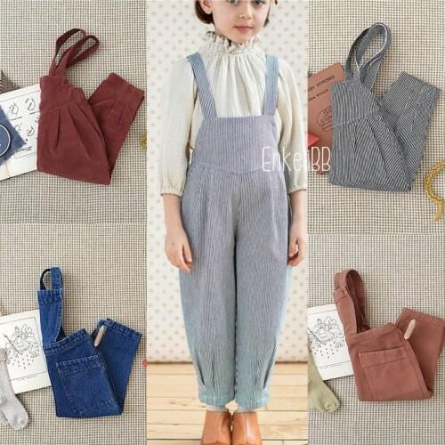 EnkeliBB Kids Girl Strap Overalls With Long Leg Soor Ploom Children Spring Summer Bottoms Kid Brand Fashion One-piece Clothes