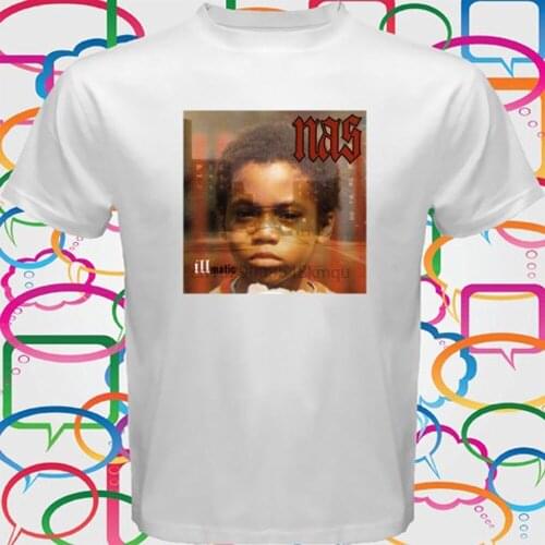 Tee Round-Neck Tee Nas Illmatic Album Cover white O Neck Free Fashion