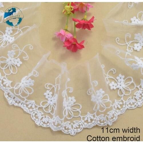 11cm width Cotton embroid lace sewing ribbon guipure trims or fabric warp knitting DIY Garment Accessories wedding lace#3375
