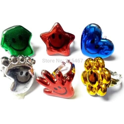 50X Colorful Smile Rings 6 assorted Design R657A Princess Girl Birthday Party Favors Pinata Filler Vending Machine Capsule Toys
