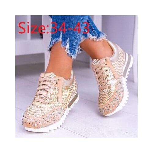Women Vulcanized Shoes Fashion Beautiful Casual Shoes New Snake Skin Motif Shimmering Stones Design Sneakers Womens Flat shoes