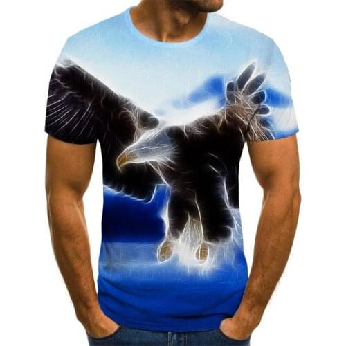 Summer new popular 3D printing short-sleeved eagle-print mens T-shirt fashion brand hip-hop T-shirt oversized T-shirt 110-6XL
