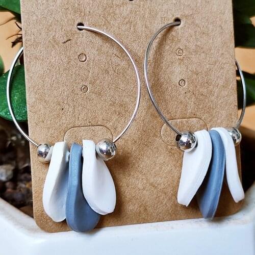 Trendy Hot Sale Jewelry Multicolor Polymer Clay Irregular Geometric Statement Textured Handmade Metal Holiday Gift Hook Earrings