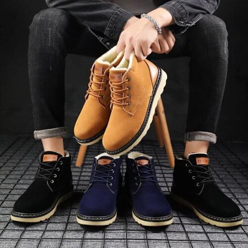 Zapatos de hombre Men snow Boots Leather Waterproof Lace Up Military Boots Men 2020 New Winter Ankle Work Shoes For Men Casual
