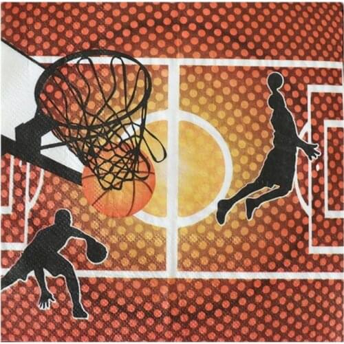 Basketball Club Disposable Tableware Set Napkin Plates Cups Sport Boy Basketball Enthusiast Disposable Plates For Birthday Fork