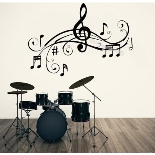 Music Audio Note Wall Sticker Musical classroom studio Decal Home Decor For Bedroom Kids Room Living Room poster wallpaper AL339