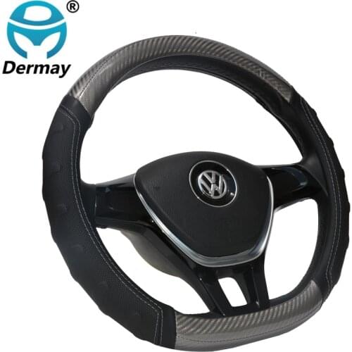 2018 New D Shape Luxury Steering Wheel Cover Carbon Fibre Non-slip Design M size For golf VW GOLF POLO Sagitar etc. most cars