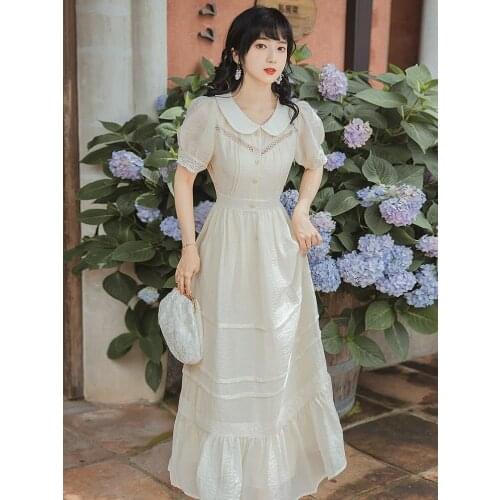 Will now shit fabric drape French girl wind dress stores above