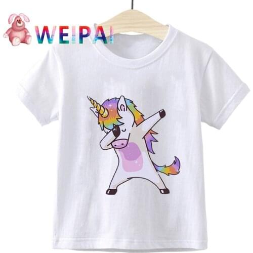 New Arrival T Shirt Girl Summer Vintage Aesthetics Unicorn Girls T Shirt O-Neck Short Sleeve Toddler Girls Tops Tee Clothes Teen