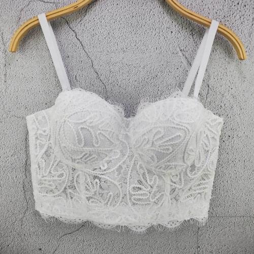 Solid Color Eyelashes Lace Camisole Spring Summer New Underwired Underwear Push Up Bra Backless Fashion Sexy Crop Top Y1129