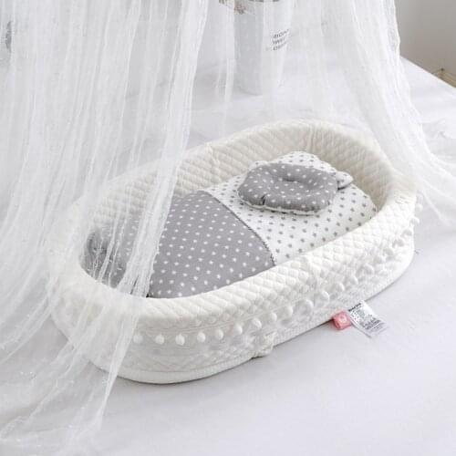 Portable Crib Travel Bed Infant Toddler Cotton Cradle for Newborn Baby Bed Bassinet Bumper New Soft Baby Nest Bed With Pillow