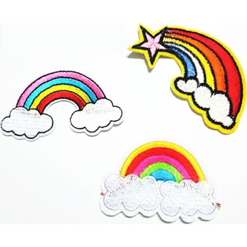 Rainbow Embroidered Iron On Patches For Clothes Sewing Patches DIY Motif Applique Sticker clothing