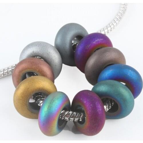 Assorted Colors Hematite Gemstone Loose Beads Fit Charms Bracelet (Polished Hematite) Pack of 20