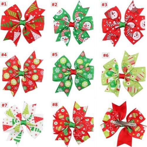 Christmas Hair clips for girls Baby Hairpins Santa Snowman print Barrettes 8Colors